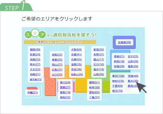 STEP1　ご希望のエリアをクリックします